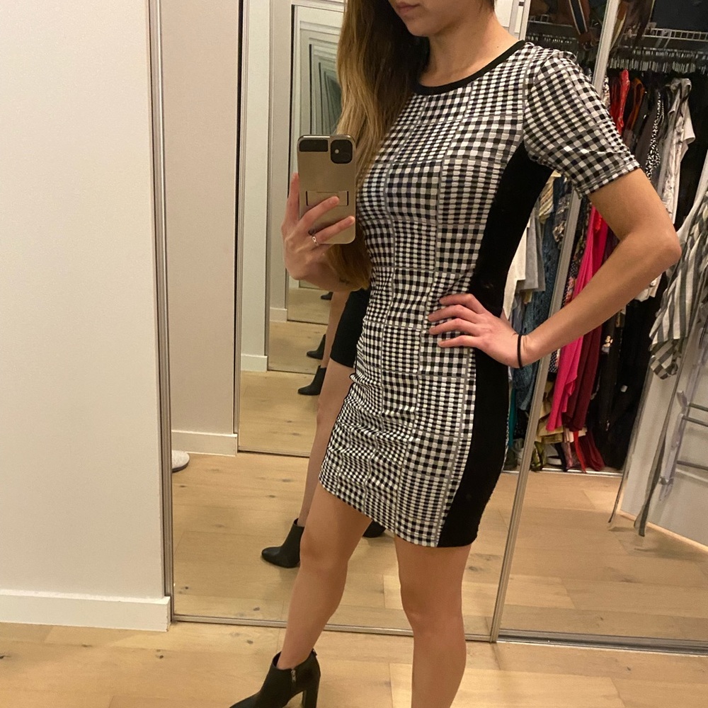 Black and white checkered dress